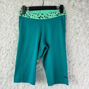 Nike Pro Dri FIT Teal Biker Shorts Swift Athletic Workout Gym Women's Size M